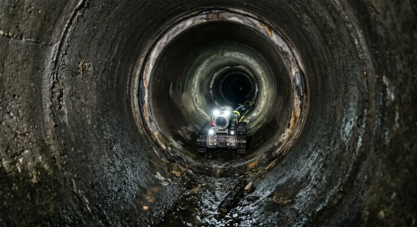 Robotic sewer camera inspecting pipe interior for Sewer Line Repair in Fort Knox